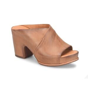 Kork-Ease Stowe Leather Block Heel Platform Slide Sandals Brown Size 7 US NIB